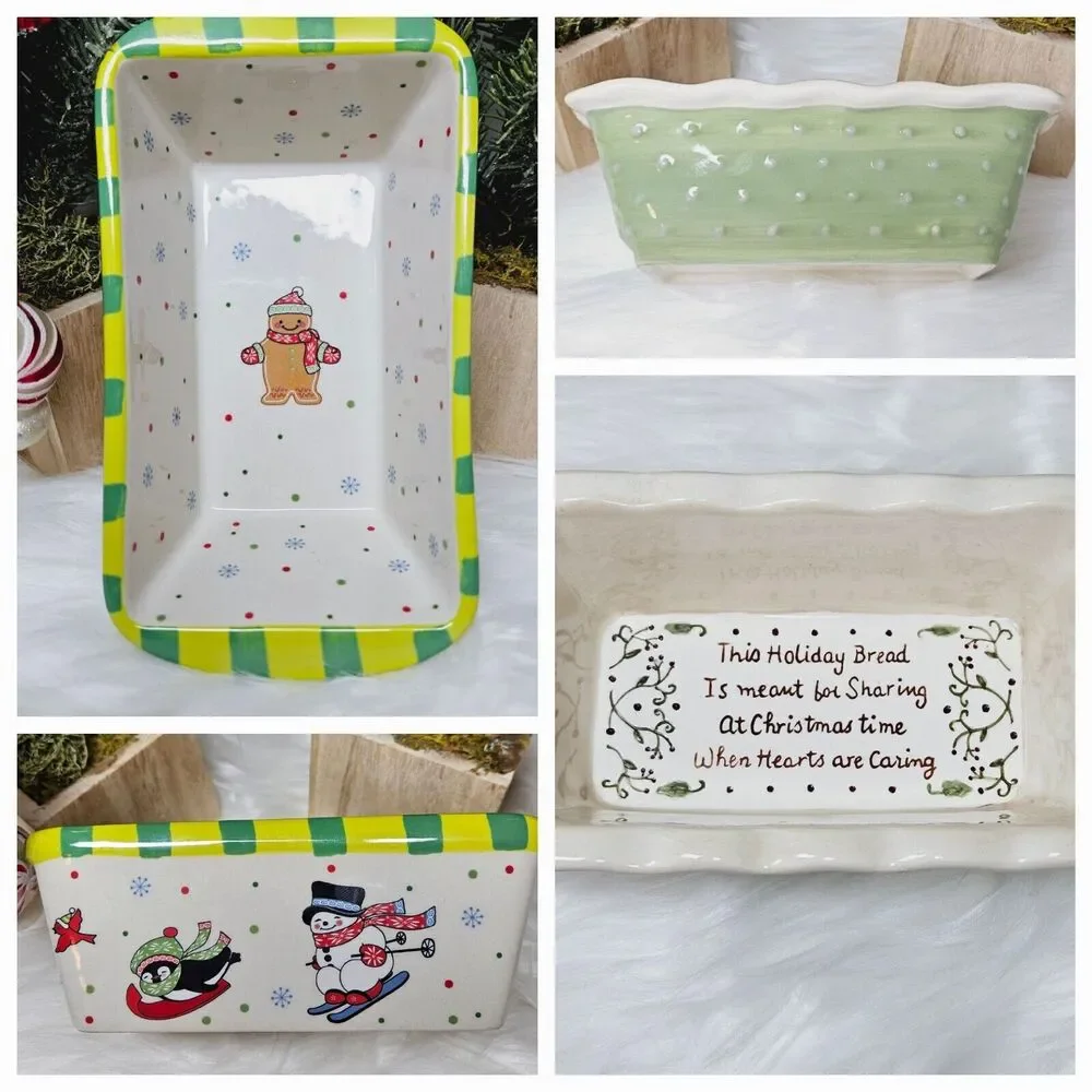 Set of 2 Oven Tara & Grasslands Mini Cake Loaf Baking Dish Christmas Lot Vintage